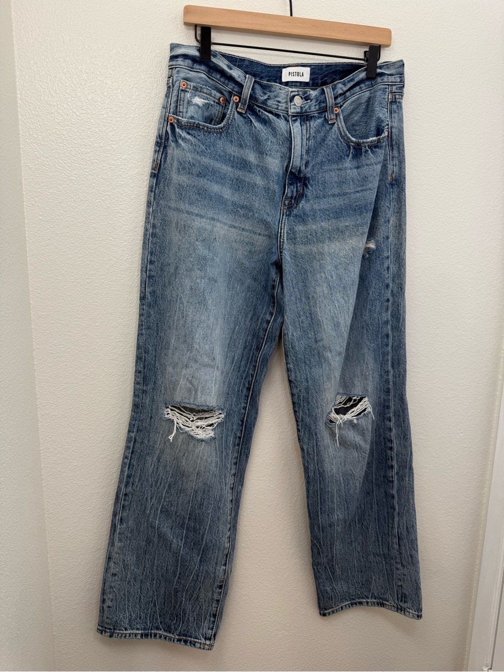 Pistola Jeans Cassie Super High Rise Straight Distressed Jean Size 30